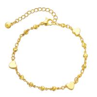 Pulseras de latón, metal, con 1.97inch extender cadena, Corazón, 18K chapado en oro, Joyería & para mujer, dorado, longitud:aproximado 7.08 Inch, Vendido por UD