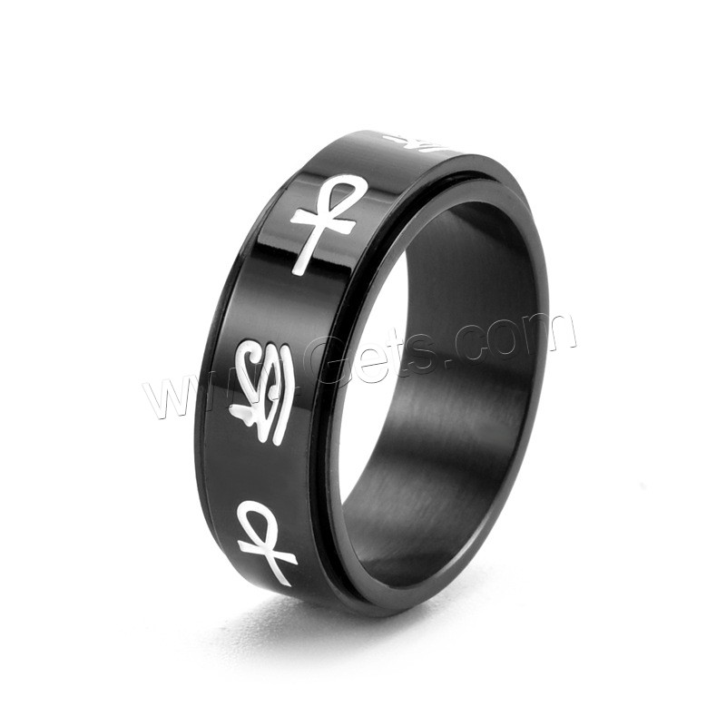 Emaille Edelstahl Ringe, 304 Edelstahl, Vakuum-Ionen-Beschichtung, drehbare & unisex & verschiedene Größen vorhanden, keine, 8mm, Größe:6-12, verkauft von PC