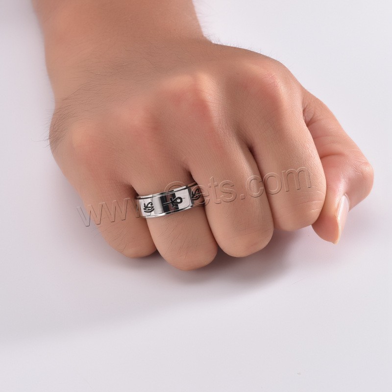 Enamel Stainless Steel Finger Ring, 304 Stainless Steel, Vacuum Ion Plating, rotatable & Unisex & different size for choice, more colors for choice, 8mm, US Ring Size:6-12, Sold By PC