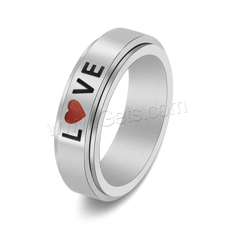 Émail Bague en Acier inoxydable , Acier inoxydable 304, Placage ionique sous vide, rotatif & unisexe & normes différentes pour le choix & émail, plus de couleurs à choisir, Taille:5-12, Vendu par PC