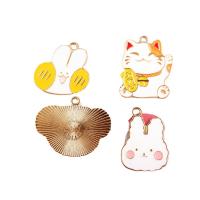 Zinc Alloy Enamel Pendants, gold color plated multi-colored 