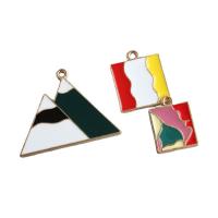 Zinc Alloy Enamel Pendants, gold color plated multi-colored 