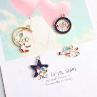 Zinc Alloy Enamel Pendants, gold color plated multi-colored 