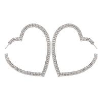 Zinc alliage strass Stud Earring, alliage de zinc, coeur, Placage, pour femme & avec strass, plus de couleurs à choisir Vendu par paire