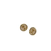 Brass Stud Earring, Rose, gold color plated, fashion jewelry & for woman & enamel, two different colored 