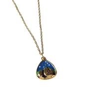 Collier de bijoux de titane, Acier titane, avec 1.97 chaînes de rallonge, panda, Placage de couleur d'or, pour femme & émail, doré .75 pouce, Vendu par PC