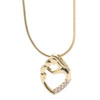 Cúbicos circón Collar de latón Micro pavimenta, metal, con 1.97 extender cadena, chapado en oro de 14 K, diferentes estilos para la opción & micro arcilla de zirconia cúbica & para mujer, más colores para la opción, longitud:17.72 Inch, Vendido por UD