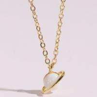 Collier en laiton fait à la main, avec Opale, avec 1.97 chaînes de rallonge, Plaqué d'or 14K, pour femme, plus de couleurs à choisir .75 pouce, Vendu par PC