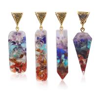 Gemstone Zinc Alloy Pendants, with Natural Gravel & Resin, DIY 