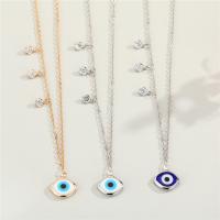 Evil Eye Jewelry Necklace, Zinc Alloy, with 5cm extender chain, plated, fashion jewelry & for woman & enamel & with rhinestone cm 