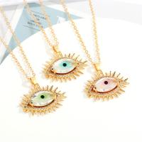 Evil Eye Jewelry Necklace, Zinc Alloy, with 5cm extender chain, gold color plated, fashion jewelry & for woman & with rhinestone 30mm cm 