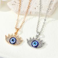 Evil Eye Jewelry Necklace, Zinc Alloy, with Resin, with 5cm extender chain, plated, fashion jewelry & for woman & with rhinestone cm 