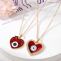 Evil Eye Jewelry Necklace, Zinc Alloy, with 5cm extender chain, Heart, gold color plated, fashion jewelry & evil eye pattern & for woman & enamel & with rhinestone cm 