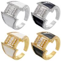 Cubic Zirconia Micro Pave Brass Finger Ring, gold color plated, Adjustable & micro pave cubic zirconia & for woman & enamel 20mm 