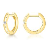 Brass Huggie Hoop Earring, plated, micro pave cubic zirconia & for woman 