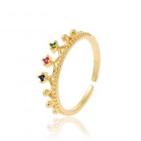 Cubic Zirconia Micro Pave Brass Finger Ring, gold color plated, fashion jewelry & micro pave cubic zirconia & for woman 