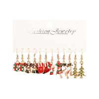 Pendientes de Navidad, aleación de zinc, Diseño de Navidad & Joyería & diverso tamaño para la opción & para mujer & esmalte, más colores para la opción, Vendido por Set