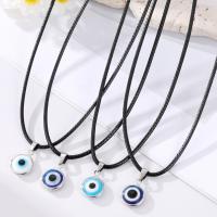 Collier Evil Eye bijoux, alliage de zinc, avec cordon en cuir & résine, avec 5cm chaînes de rallonge, Mauvais œil, Placage de couleur argentée, bijoux de mode & pour femme, plus de couleurs à choisir, 10mm cm, Vendu par PC