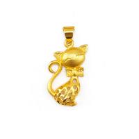 Animal Brass Pendants, Cat, gold color plated, DIY & for woman, golden 