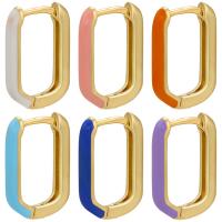 Brass Huggie Hoop Earring, gold color plated, for woman & enamel 