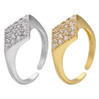 Brass Cuff Finger Ring, plated, Adjustable & micro pave cubic zirconia & for woman 20.5mm 