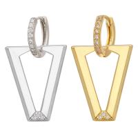 Huggie Hoop Drop Earring, Латунь, Треугольник, Другое покрытие, инкрустированное микро кубического циркония & Женский, Много цветов для выбора продается Пара