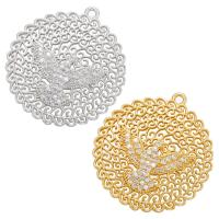 Cubic Zirconia Micro Pave Brass Pendant, plated, micro pave cubic zirconia & hollow 