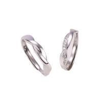 Anillos para Pareja, Tailandia, chapado en color de plata, Ajustable & abrir & micro arcilla de zirconia cúbica, Vendido por UD