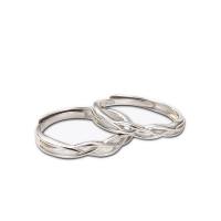 Anillos para Pareja, Tailandia, chapado en color de plata, Ajustable & abrir, Vendido por UD