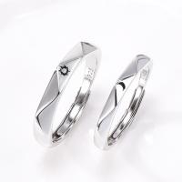 Anillos para Pareja, Tailandia, chapado en color de plata, Ajustable & abrir, Vendido por UD