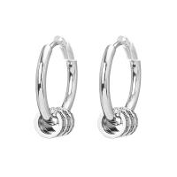 laiton boucle d'oreille cercle, bijoux de mode & pour femme, argent, 17mm, Vendu par paire