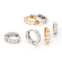 Acier titane Huggie Anneau d'oreille, poli, bijoux de mode & normes différentes pour le choix & pavé de micro zircon & pour femme, plus de couleurs à choisir, Vendu par paire