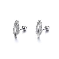 Brass Stud Earring, Feather, plated, fashion jewelry & for woman 