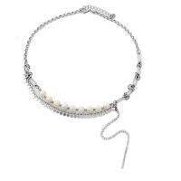 Collier de bijoux de titane, Acier titane, avec Des billes de verre, avec 5cm chaînes de rallonge, bijoux de mode & pour femme, argent cm, 12 cm, Vendu par PC