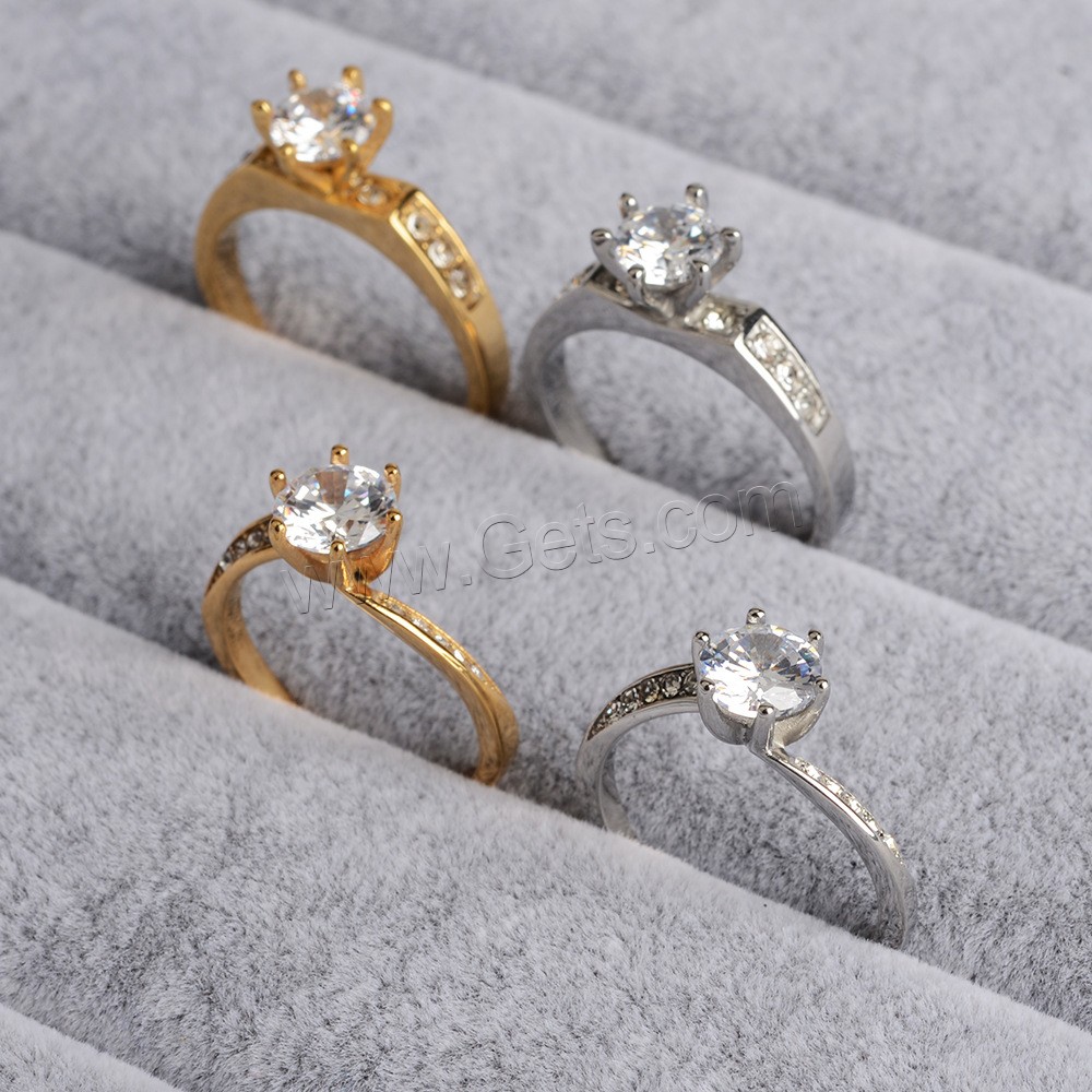 Bague zircone cubique, Acier titane, Placage, normes différentes pour le choix & styles différents pour le choix & pavé de micro zircon & pour femme, plus de couleurs à choisir, Vendu par PC