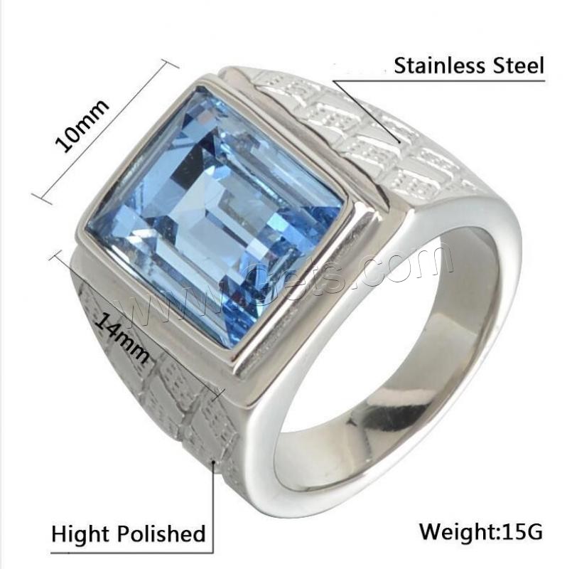 Strass Edelstahl Fingerring, mit Glassteine, poliert, unisex & verschiedene Größen vorhanden, keine, verkauft von PC