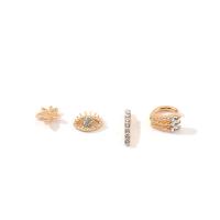 Zinc alliage strass Stud Earring, alliage de zinc, Placage de couleur d'or, pour femme & avec strass, 3-15mm, Vendu par fixé