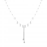 Collier de perles en plastique, alliage de zinc, avec perle de plastique, avec 1.85inch chaînes de rallonge, bijoux de mode & pour femme & avec strass Environ 17.79 pouce, Vendu par PC