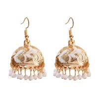 Moda flecos pendientes, aleación de zinc, con Plástico, chapado en color dorado, Joyería & para mujer & esmalte, más colores para la opción, 48x29mm, Vendido por Par