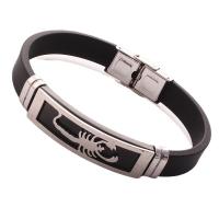 Silicone Stainless Steel Bracelets, 304 Stainless Steel, with Silicone, Galvanic plating, Unisex Approx 20.5 cm 