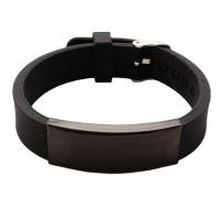 Silicone Stainless Steel Bracelets, 304 Stainless Steel, with Silicone, Galvanic plating, Unisex, black Approx 20.5 cm 