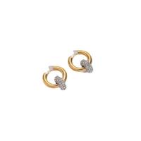 Huggie Hoop Drop Earring, Латунь, 14K плакирование железом, инкрустированное микро кубического циркония & Женский, Золотой, 19mm, продается Пара