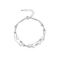 Pulseras de latón, metal, con 4cm extender cadena, Estrella, chapado en color de platina, Joyería & para mujer, color de platina, longitud:aproximado 16.5 cm, Vendido por UD