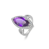 Cubic Zirconia Micro Pave Brass Finger Ring, Horse Eye, platinum color plated, fashion jewelry & micro pave cubic zirconia & for woman, purple US Ring 