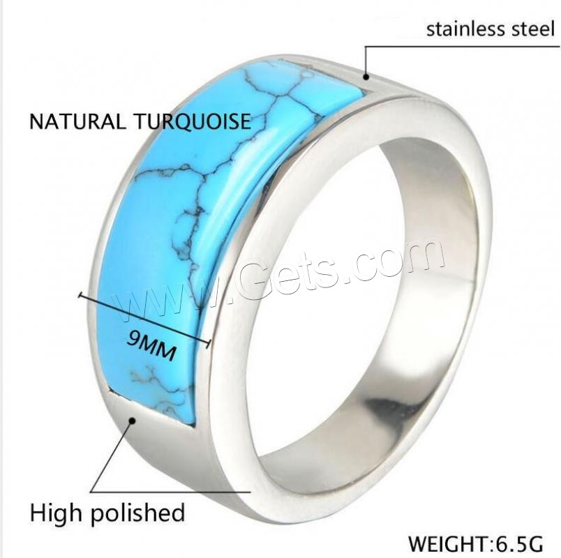 ジェムス トーンのステンレス鋼の指環, ステンレス, とともに ターコイズ, 洗練されました。, ユニセックス & 異なるサイズの選択, ブルー, 売り手 パソコン