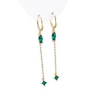 Huggie Hoop Drop Earring, 925 пробы, Другое покрытие, инкрустированное микро кубического циркония & Женский, Много цветов для выбора продается Пара