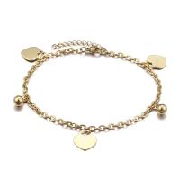 Partículas de acero pulsera tobillera, Corazón, Recubrimiento iónico al vacío, Joyería & para mujer, más colores para la opción, 14x13mm, longitud:aproximado 8.9 Inch, Vendido por UD