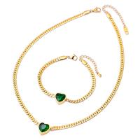 Collier de bijoux de titane, Acier titane, coeur, Plaqué d'or, pavé de micro zircon & pour femme, plus de couleurs à choisir, Vendu par PC