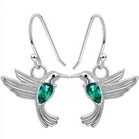 Zinc Alloy Drop Earring, Bird, silver color plated, fashion jewelry & for woman & with cubic zirconia 