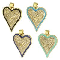 Colgante de Micro Pavé de Zirconía Cúbica, metal, Corazón, chapado en color dorado, Joyería & micro arcilla de zirconia cúbica & para mujer & esmalte, más colores para la opción, 20x25.5x3mm, Vendido por UD